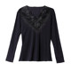 Lace V-neck hot diamond mesh bottoming shirt for women, long-sleeved spring inner velvet T-shirt, mother's top, fashionable top