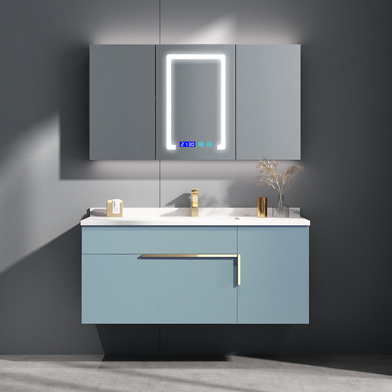 Goodmo Rock Plate Bathroom Cabinet Combination Modern Simple Cosmetic Room Light Luxury Wash Desk Wash Washbasin Small House