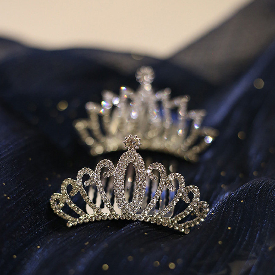 Children's Little Crown Princess Headband Girls Rhinestone Birthday Crown Gift Hair Clip Bangs Hair Accessory Hair Comb