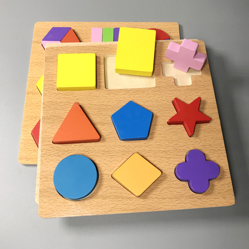 Infant Early Education Puzzle Toy Geometric Shape Pairing Building Blocks Solid Jigsaw Puzzle 0-1-2-3-year-old baby