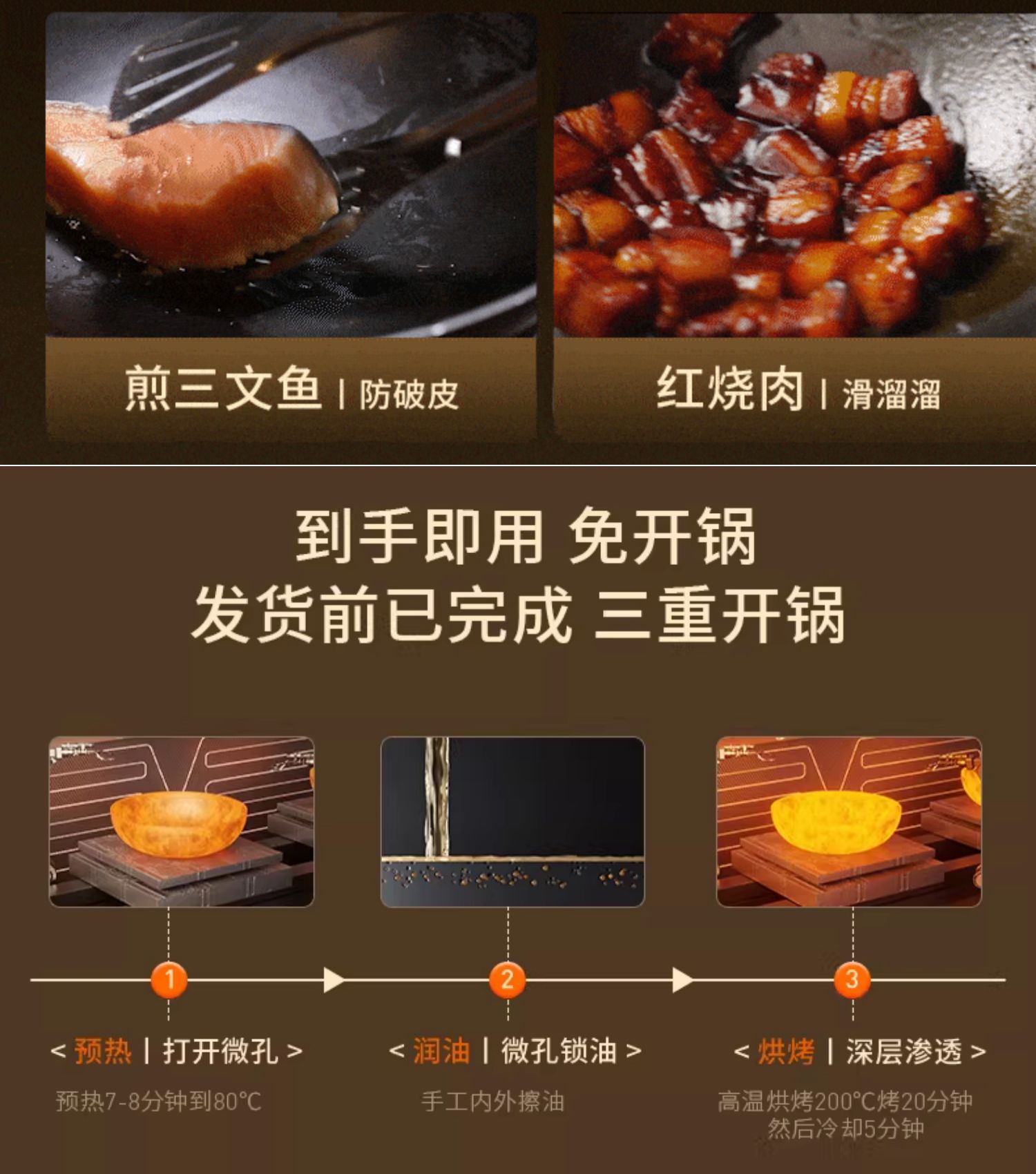 安享好物 安享A级炒锅-九阳极铁 圆底铁锅  