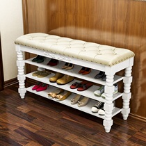 Shoe stool Household door can sit on the shoe rack storage solid wood shoe rack Rectangular home shoe stool bed tail sofa