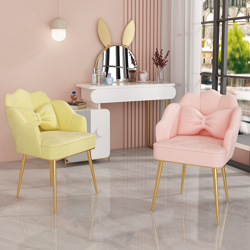 Nordic Dining Chair Backrest Home Bedroom Desk Ins Wind Medecor Stool Light Lavish Makeup Mesh Red Makeup Table Chairs