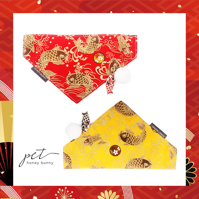 New Year's Spring Festival Happy Chinese New Year's Carp Scarf's Chai Dog Triangle Towels of kitty Cat Items Ring Pet Pooch's Saliva Towel-Taobao