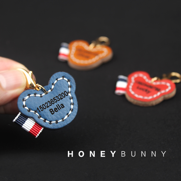 Pets Genuine Leather Cat Dog Card Identity Card Customised Lettering Collar Light Cortex Listing For Loss Listing