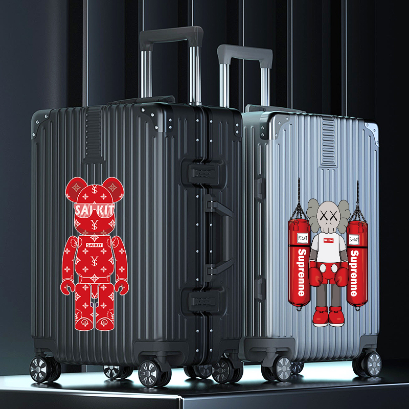 SAIKIT violent bear personality custom suitcase 20 inch boarding aluminum frame trolley case frosted anti-scratch suitcase