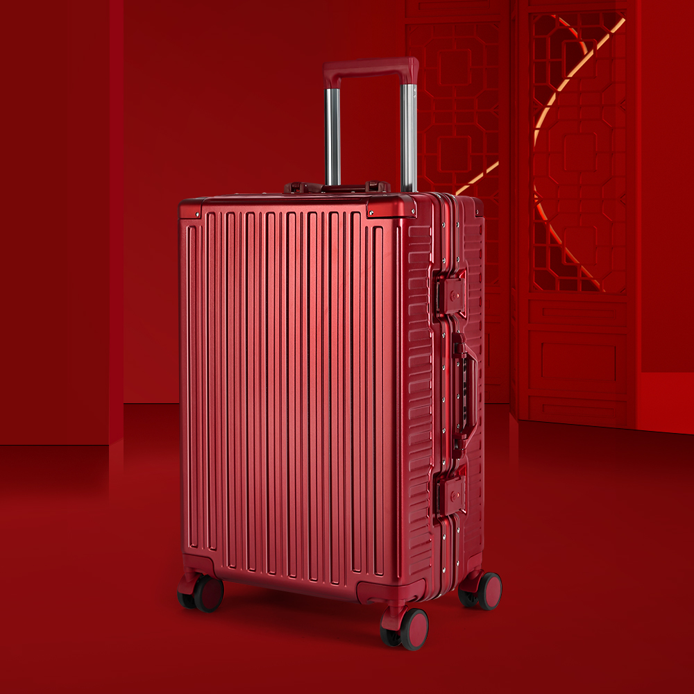 saikit high-value wedding goldfish purple suitcase female 20 inch boarding case male aluminum frame trolley case mute