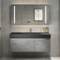 Rock Board Bath Room Cabinet Combo Home Hanging Wall Type Solid Wood Washbasin Toilet Light Lavish Integrated Intelligent Wash Stand