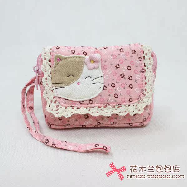 (ESQ) Pure Cotton Cloth Bag Obediently Cat Zero Wallet Key Bag Woman Bag 80459