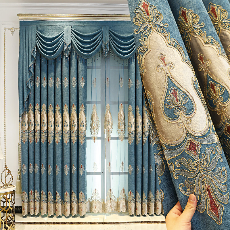 Upscale European-style embroidered curtains 2021 New shading bedroom Living room Extravagant Atmosphere Palace Luxury Snowier