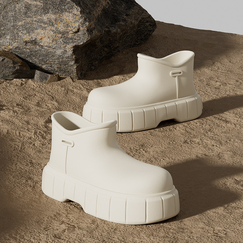 Fashion Rain Shoes Women Outwear Waterproof Non-slip Net Red Water Shoes Short Cylinder Day Series Thick Bottom Rubber Shoes Wear and warm Kitchen Shoes-Taobao