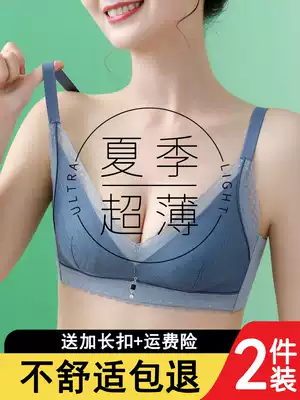 Summer thin breathable non-marking non-steel ring gathered underwear women's ultra-thin rabbit ears big chest show small jelly bra cover