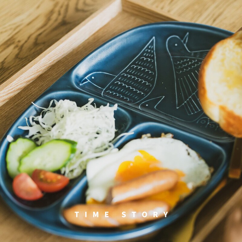 Japanese Imported Aiyu × Ishihara Ryo-Ta Bird-Themed Family Multi-Color Compartmentalized Breakfast Low-Fat Meal Plate