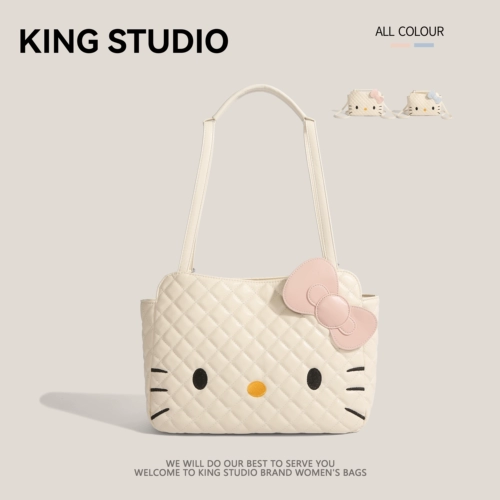 Hello Kitty, милый рюкзак, сумка на одно плечо, модная мультяшная вместительная и большая сумка через плечо с ромбовидным узором, городской стиль