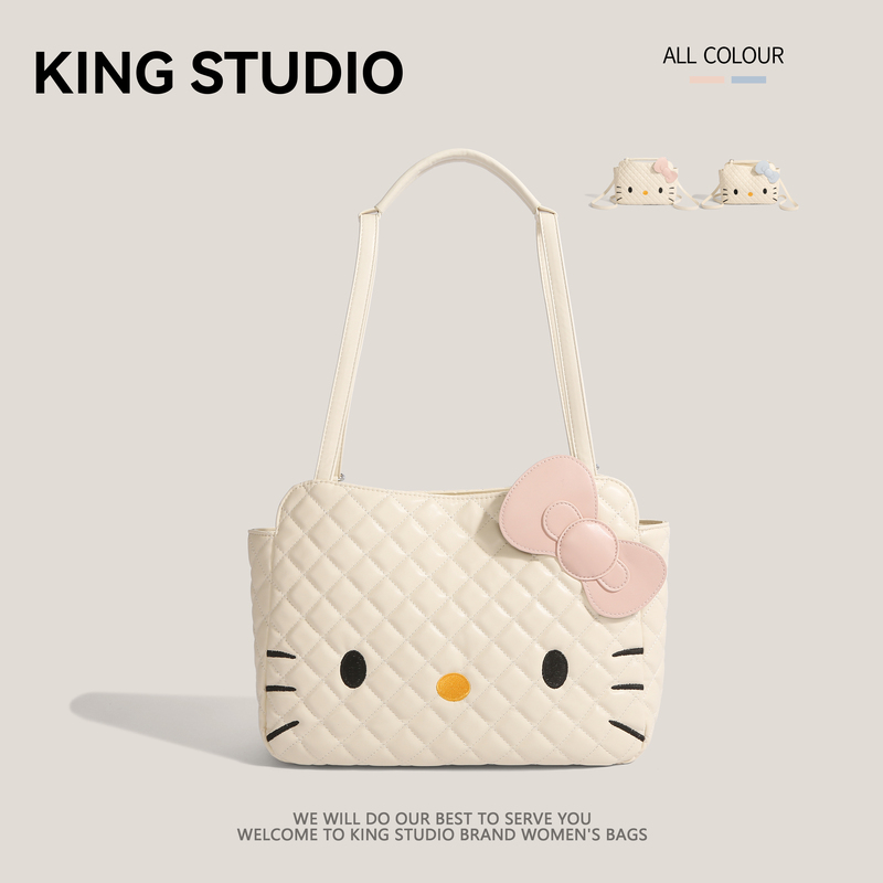 Cute Hellokitty Backpack for Women 2026 New Fashion Cartoon Tote Bag Large Capacity Quilted Backpack