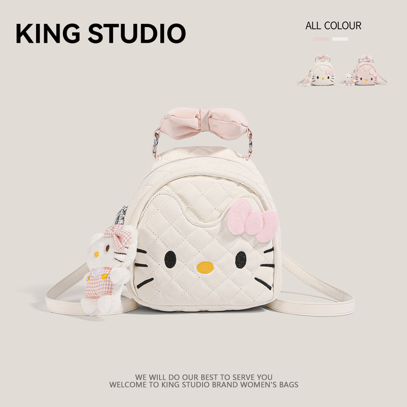 Cute Hello Kitty Backpack for Women 2026 New Cartoon Kitty Mini Backpack Versatile Student School Bag