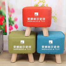 Customized advertising loo shoe stool cloth stool small round stool solid wood printing practical gifts