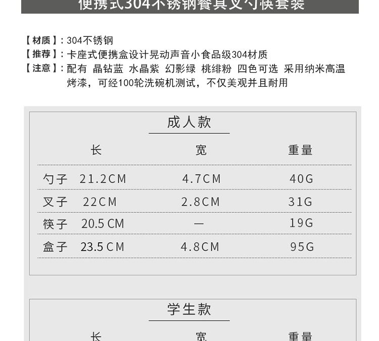 Sáng tạo 304 thép không gỉ cầm tay muỗng đũa dao kéo dao ba mảnh dễ thương học sinh đặt đũa - Đồ ăn tối