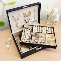 Jewelry storage box portable hand jewelry necklace jewelry home finishing box earrings earrings stud jewelry box with lock multifunctional