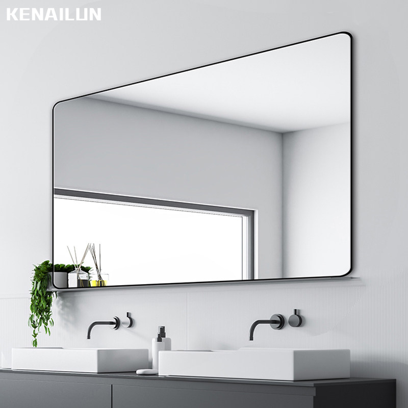 Cornelun aluminum alloy round corner cosmetic mirror Wall-mounted bathroom mirror Washing table mirror Cosmetic mirror Powder room mirror Bathroom mirror