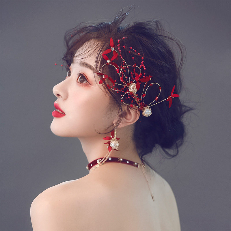 Water Dance B1854 Bridal Head Accessories Senteal Super Fairy Red heads Lace Clips Toast to Wedding Gown Hair Accessories
