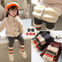 Girls leggings autumn and winter plus velvet outside wearing foreign atmosphere in the big children autumn women Baby Cotton thick childrens long pants