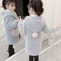 Girl woolen coat autumn and winter 2021 New Long children Foreign style girl thick woolen coat childrens clothing