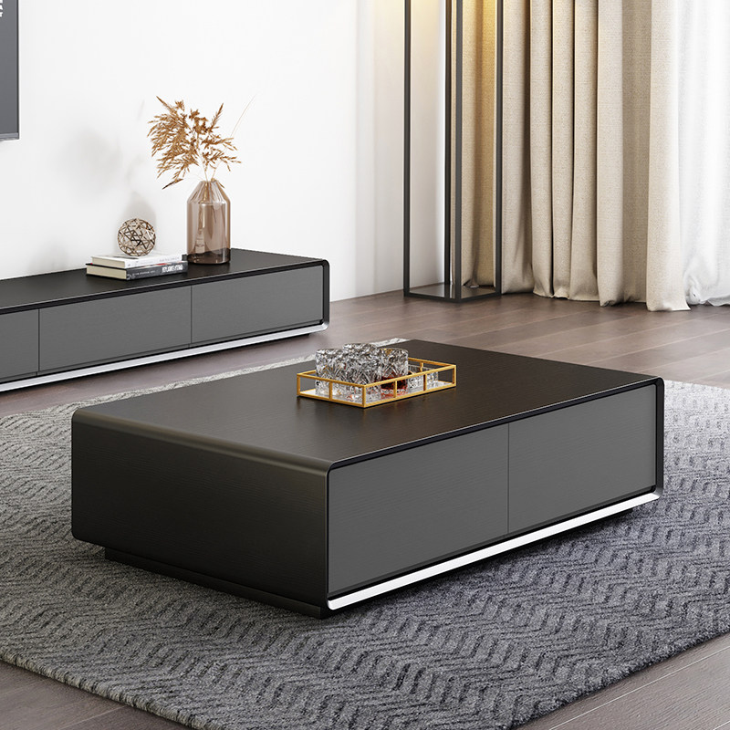 Modern minimalist coffee table TV cabinet combination Nordic living room rectangular black size storage creative tea table - Taobao