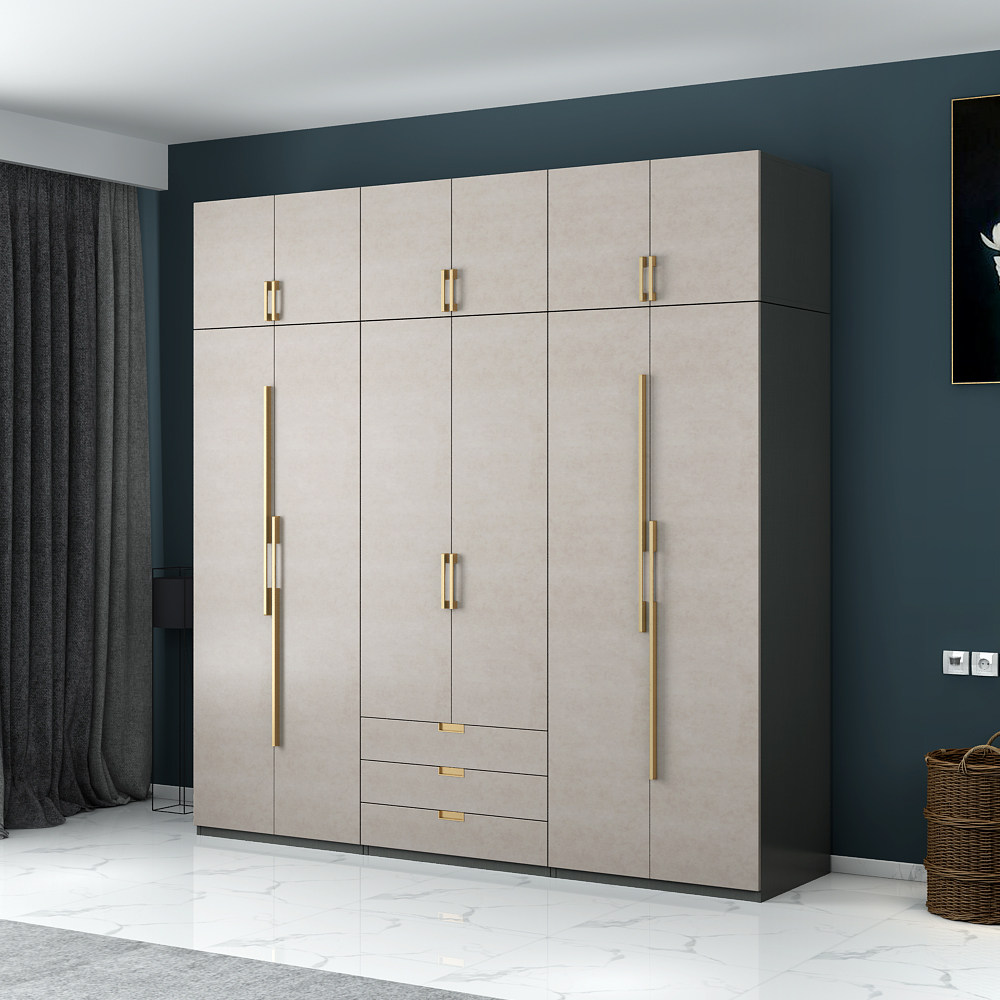 Light luxury three-door wardrobe simple modern four-door bedroom five-door home small apartment economical assembled master bedroom wardrobe