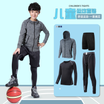 Childrens fitness clothing boys five-piece long sleeve training suit sports jacket winter bottoming tights running suit