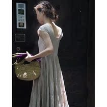 NicePeople2021 summer new Barcelona summer oversize polo point temperament antique dress