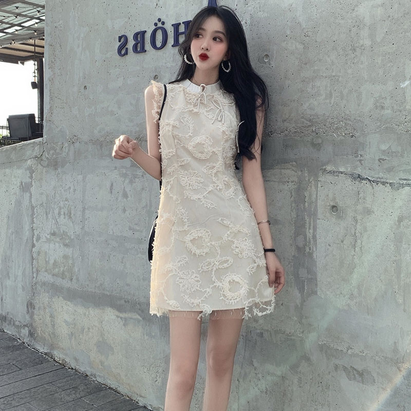 Lace mesh dress women's summer 2022 new high-end ladies temperament goddess fan clothes summer cover ancient skirts