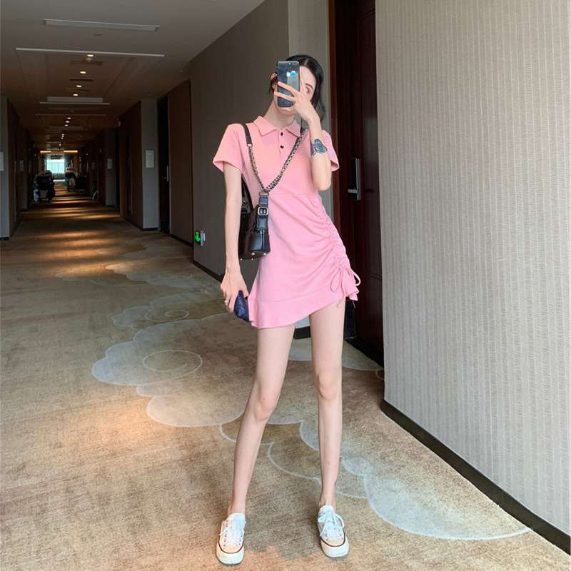 Dress 2022 new summer fairy sweet girly dress with polo collar can be sweet and salty French bellflower skirt