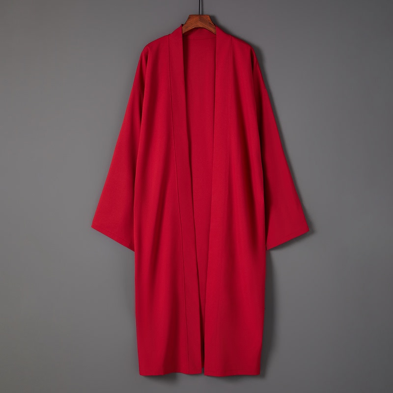 Chinese-Style Retro Changganyi Hanfu Loose Long-Sleeve Solid Color Kimono Cardigan Cosplay Costume Role-Playing Jacket