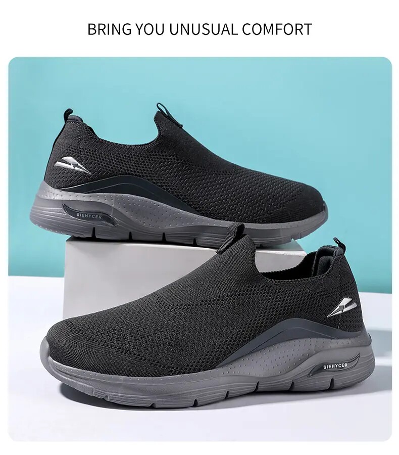 Энергичный обувь 外贸男鞋一脚蹬懒人鞋中老年春秋季网面鞋透气轻便舒适运动健步鞋 Other