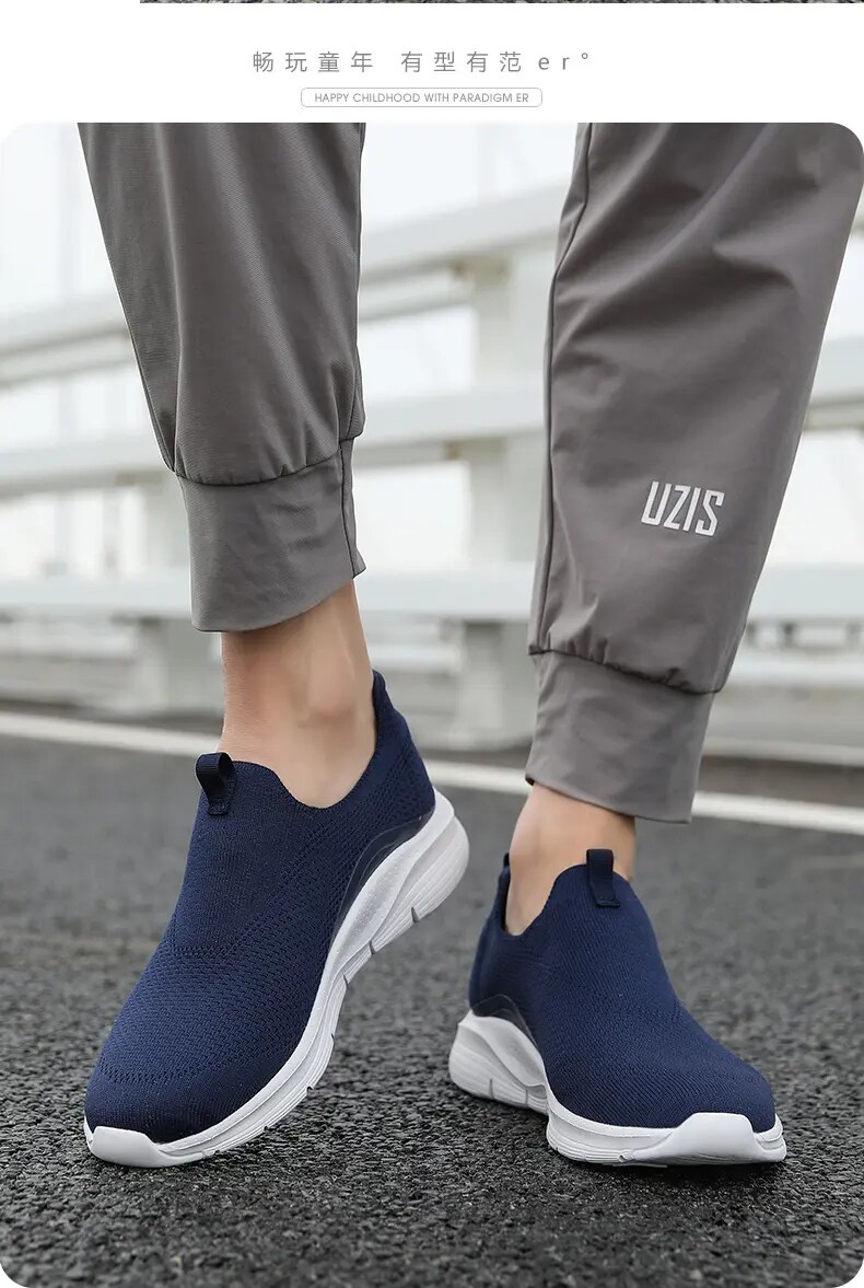 Энергичный обувь 外贸男鞋一脚蹬懒人鞋中老年春秋季网面鞋透气轻便舒适运动健步鞋 Other