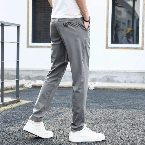 Летние тонкие шелковые высокие эластичные быстросохнущие штаны, свободный прямой крой