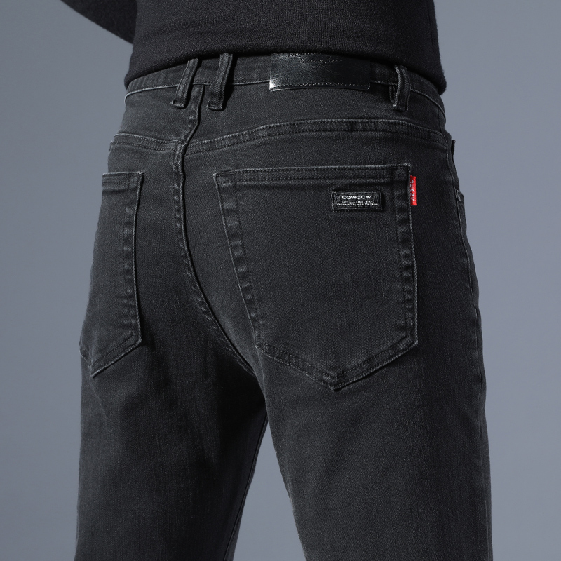 Spring and Autumn High-End Pure Black Professional Jeans for Men, Straight-Leg 2026 Spring New Casual Loose Long Pants