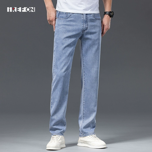 Летние шелковые тонкие дышащие джинсы, свободный прямой крой