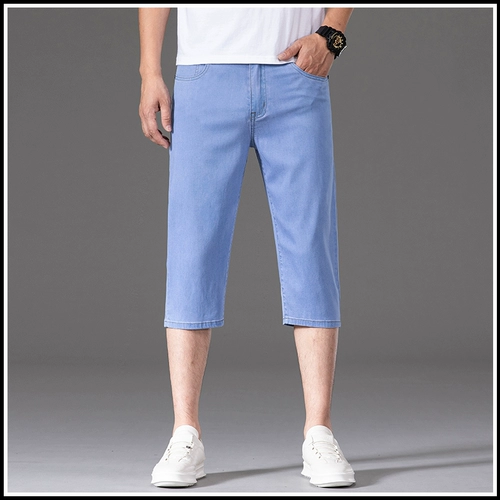 Элитная шелковая джинсовая юбка, мужские шорты, ультратонкие эластичные штаны, свободный прямой крой