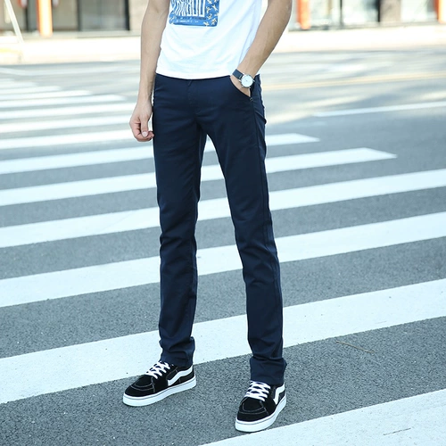 Осенние хлопковые эластичные черные штаны, свободный прямой крой, облегающий крой