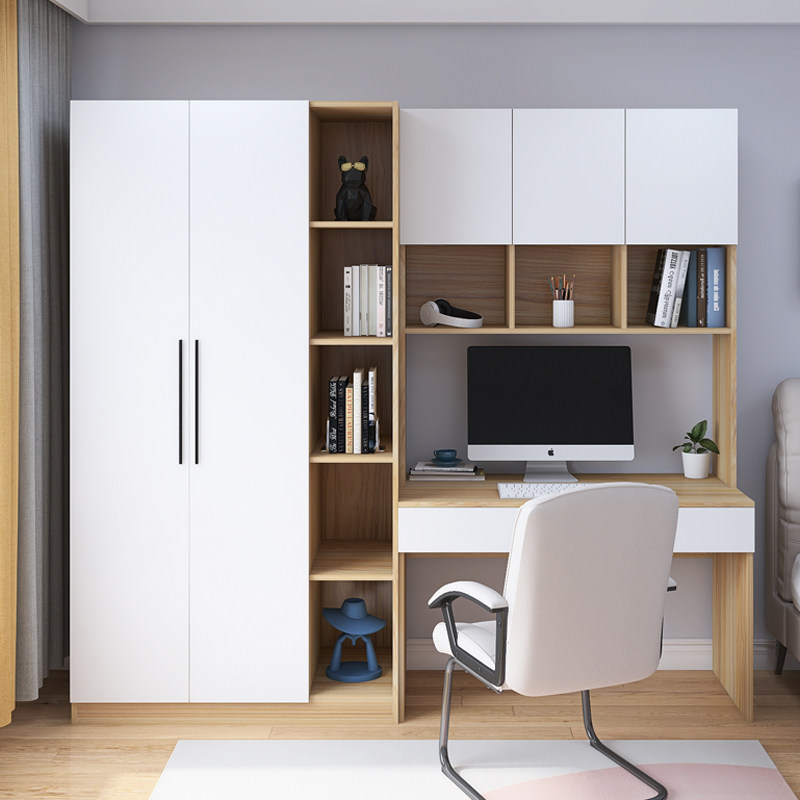 Boy Wardrobe Desk Integrated Bedroom Home Plus Makeup Desk Small Family Type Children Room Combo Bookcase Customised Whole Wall