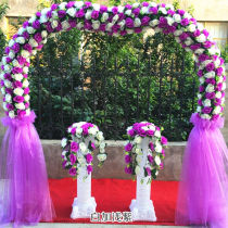 New full flower door silk flower arch shop celebration event layout shop celebration opening flower basket wedding celebration fake flower arch