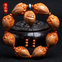 Olive stone Maitreya bracelet 2 1 large seed hand-carved original leather wrapped eight Maitreya bracelet with core carvings for men