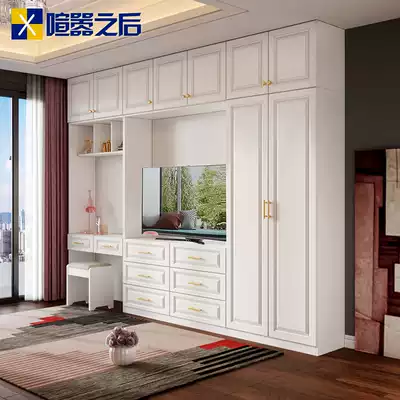 Bedroom TV cabinet combination simple whole wall background decoration cabinet makeup cabinet wardrobe one-piece wall cabinet