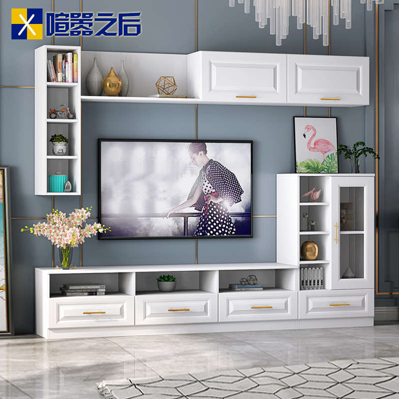 Living Room Overall TV Cabinet Background Wall Brief Modern TV Cabinet Side Cabinet Combination Background Wall Containing Cabinet 8D-214