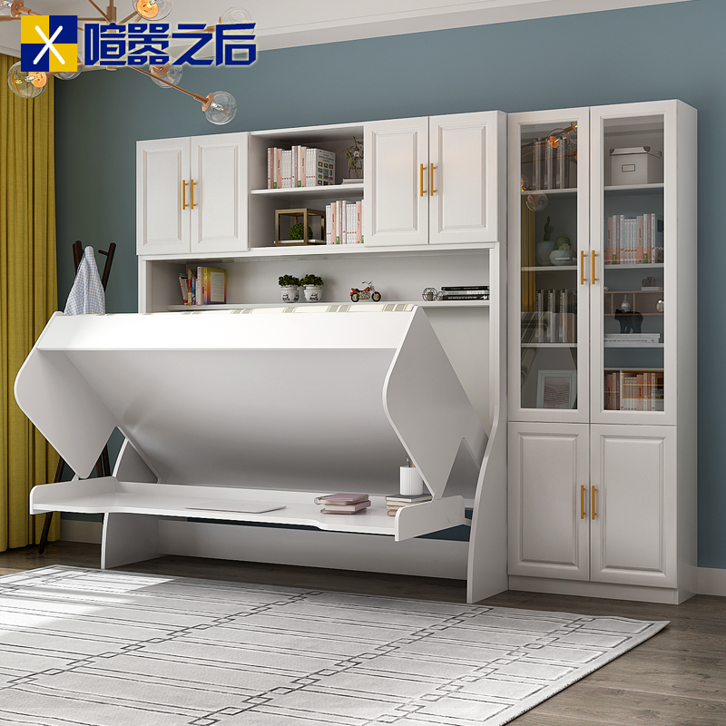 Desk bookcase invisible mu integrated combination small apartment type study folding multi-functional custom wall 8CH001