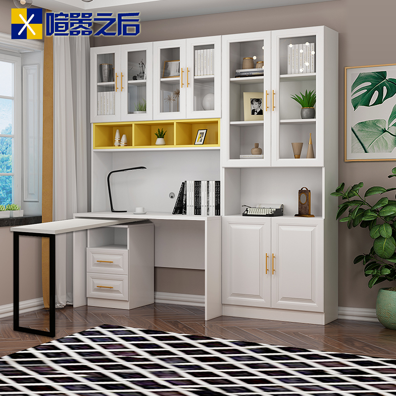 Book Room Rotatable Bookcase Desk Integrated small family Custom Bookshelf Home Corner Desk Writing Desk-Taobao
