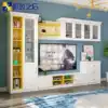 Modern simple TV cabinet bookcase one-piece combination wall Small apartment living room TV wall cabinet Economical 8D-201