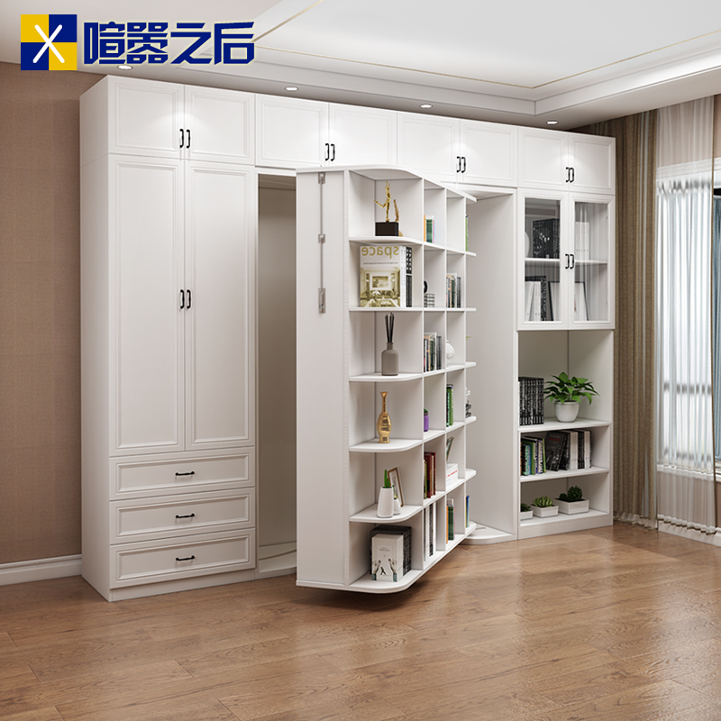 Creative Rotating Desk Cabinet Invisible Bed Flip Bed Folding Bed Book Cabinet Combined Multifunctional Wallbed Hidden Bed